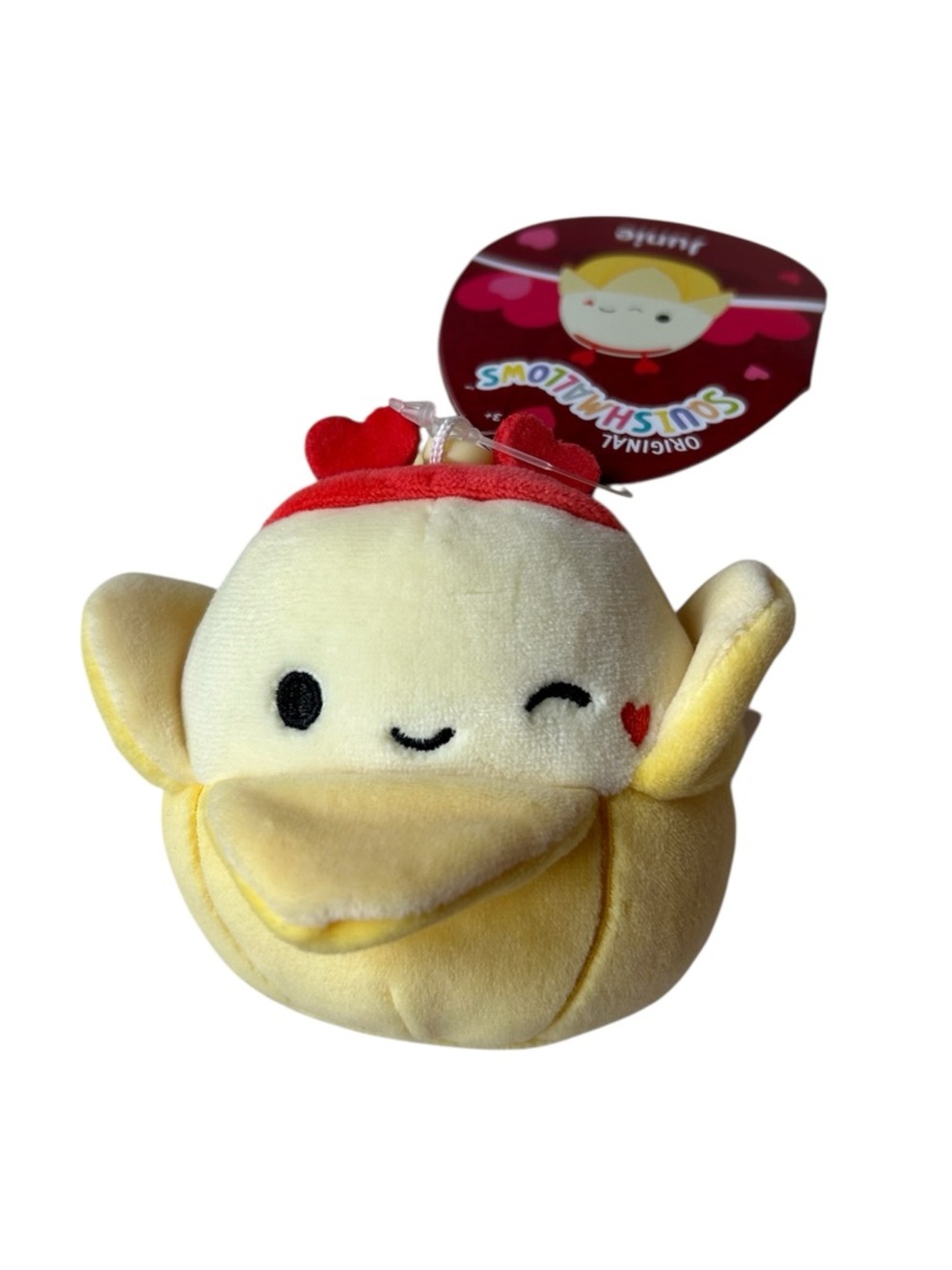 Squishmallows Junie Yellow Plush Banana Keychain Bag Clip NWT